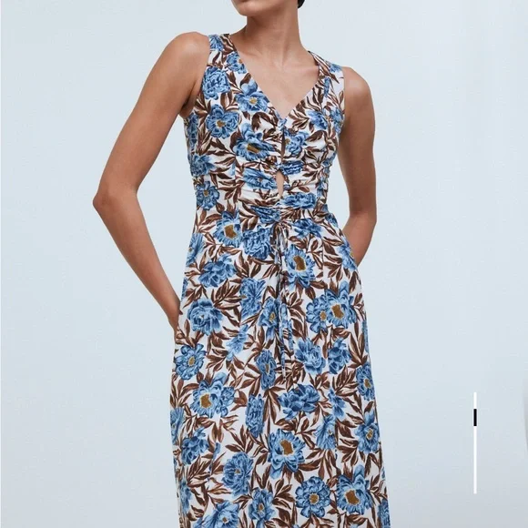 Madewell NWT Sleeveless V-Neck Midi Dress in Floral - Size 4 - Picture 2 of 12